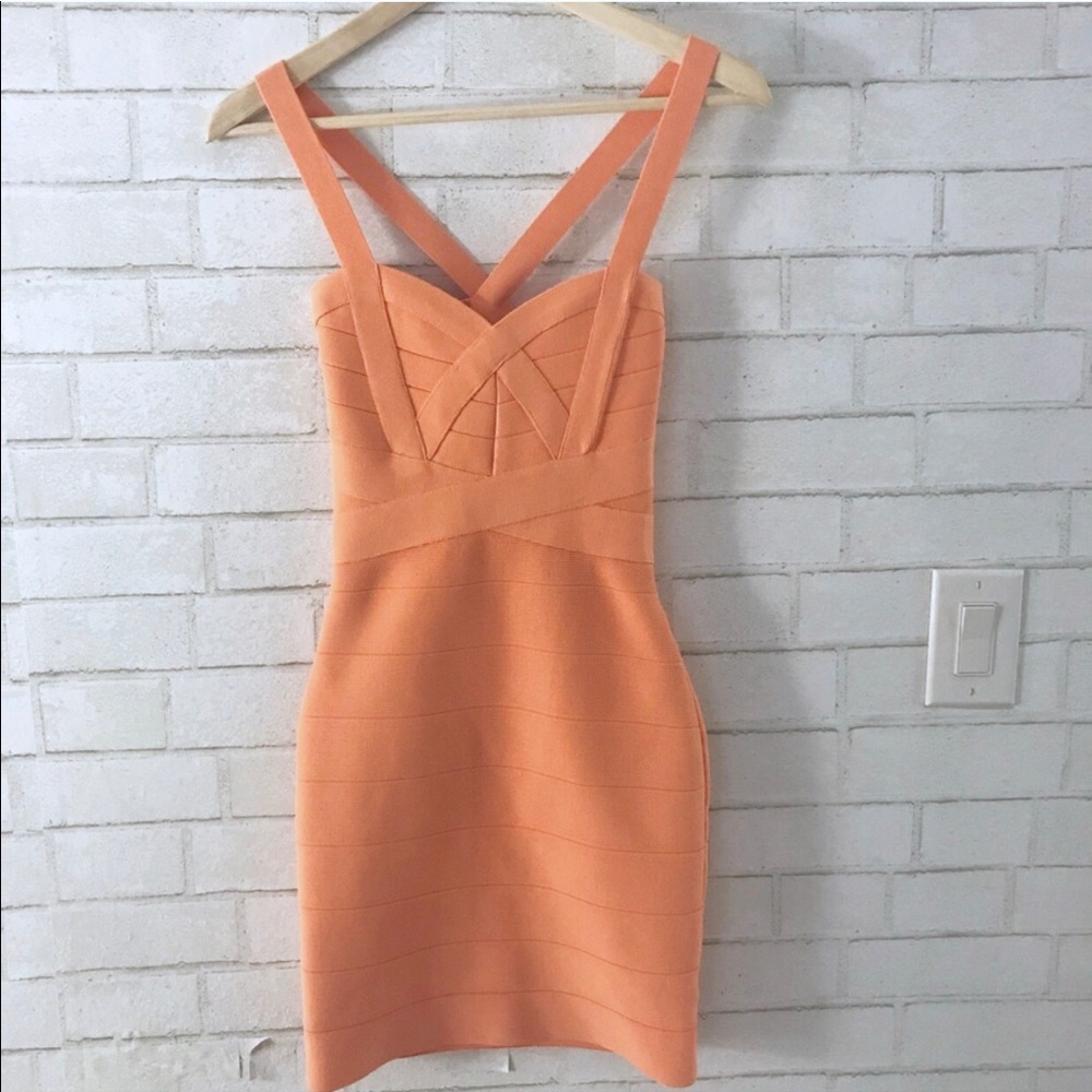 Orange Mini Bandage Dress - size Small